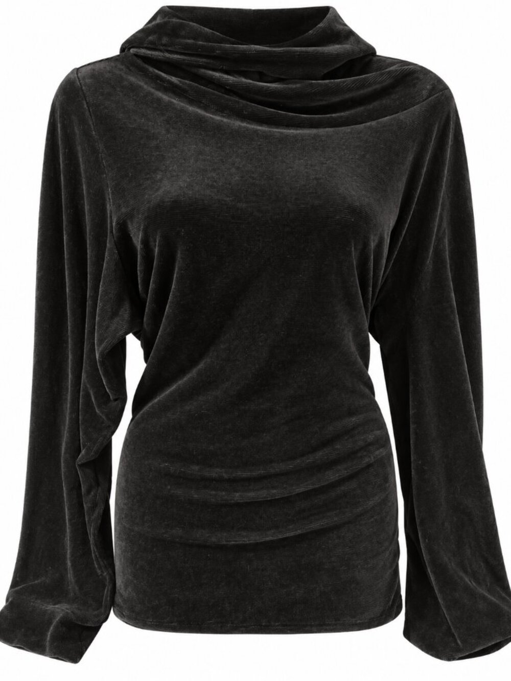La Vie en Rose Charcoal Cowl Neck Long Sleeve Top XXL